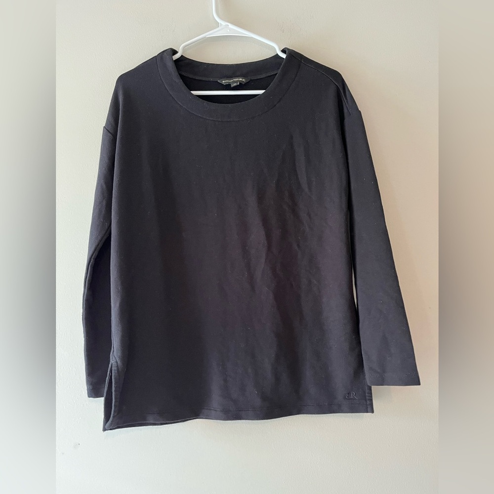 Banana Republic Black Long Sleeve Terrycloth-Lined Top Size XS